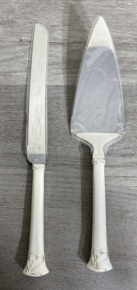 Mikasa Love Story Stainless Steel Wedding Cake Pie Server Set Swirl Hearts