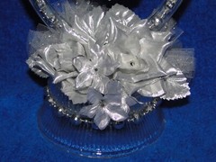 New 25TH Wedding Anniversary Cake topper with silver flowers and a heart #5