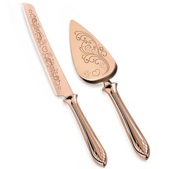 Wedding Cake Knife and Server Set Rose Gold Cake Cutting Set for Wedding Delu…