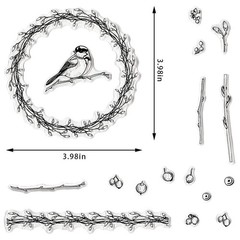 Estivaux Fall Flowers Wreath Birds Clear Stamps for Card Making and Journalin…