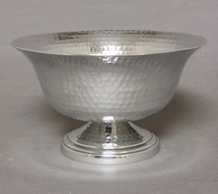 Compote Bowl Vase Low Base Hammered Centerpiece Wedding 8″Dia 4.75″High Set/2