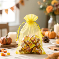 25PCS Yellow Organza Bags 5×7 inches – Sheer Mesh Jewelry Pouches, Organza Gift