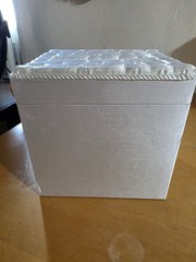 White Satin Wedding Card Box Memory Keepsake Holder Pearl Tufted Lid