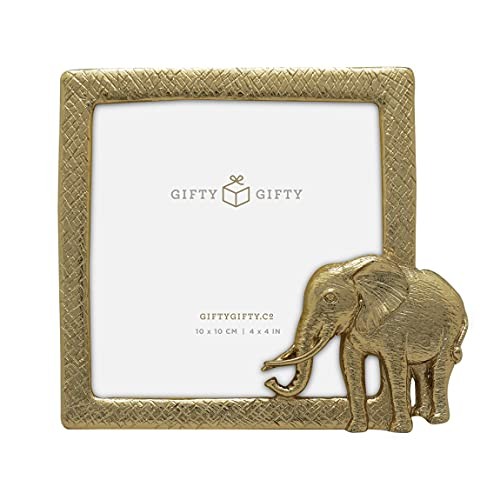 Square Elephant Photo Frame / 4×4 In | For Vertical Display on Tabletops 4″X4″