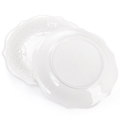 Soujoy Set Of 6 Porcelain Dinner Plate 10.5 Embossed Salad Plates White Dessert