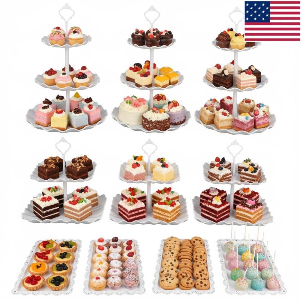 10 Pcs Dessert Table Display Set,3Pcs 3 Tier Cupcake Stand,3Pcs Plastic Wedding