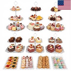 10 Pcs Dessert Table Display Set,3Pcs 3 Tier Cupcake Stand,3Pcs Plastic Wedding