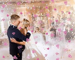ABTOLS 200pcs Rose Gold Wedding Table Confetti, Pink Glitter Paper Heart I Do