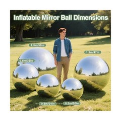 Silver Inflatable Mirror Ball, Reusable Large Event PVC Disco Ball, Bubble Ba…