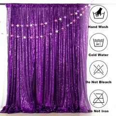 ShinyBeauty Purple Sequin-Backdrop-Curtain 2Panels 5FTx10FT Glitter Wedding Back