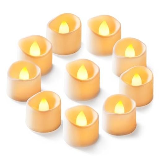Homemory 12-Pack Flameless LED Tea Pack of 12 Bright Amber Glow – White Body