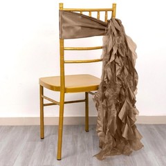 5 TAUPE Curly Willow Chiffon Satin CHAIR SASHES Party Event Decorations Supplies