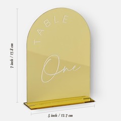 Gold Mirror Arched Wedding Table Numbers with Stands 1-30, 5×7 Inch Acrylic A…