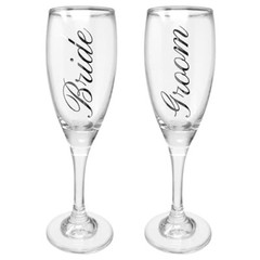 Bride and Groom Champagne Glasses Set of 2 – 6 oz – #6049