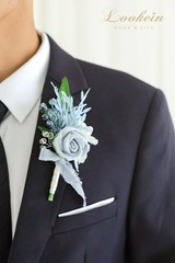 Set of 6 Dusty Blue Wedding Boutonniere for Men Artificial Flowers for Wedding