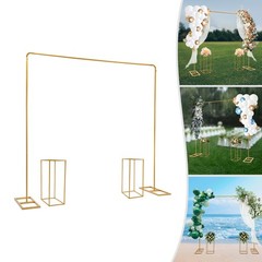 Gold Wedding Backdrop Stand Set with Balloon and Flower Displays