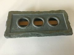 Tea Light Concrete and Slate Primitive Outdoor Rectangular 3 Hole Candle Holder