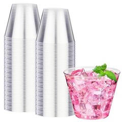 9 oz Clear Plastic Cups 100 packs, Disposable Plastic clear 9 oz 100 pack
