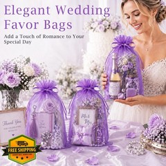 FUNFERY Organza Bags Purple 8″x12″ 100 Pcs