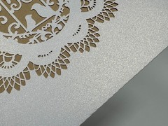 90+ Laser Cut Wedding Invitations Kit Envelopes White Pearlescent Brown Doves