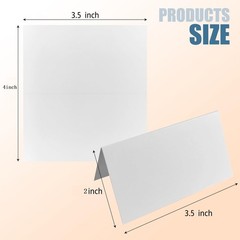 50 Pcs 2 x 3.5 Inch Food Labels for Party Buffet, White Place Cards, Tent Car…