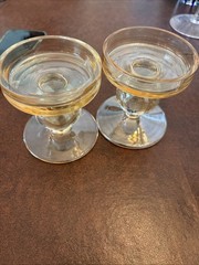 Set of 2 Glass Pillar Candle Holders Clear with Round Tray – Crystal Ball Stem.