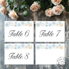 LARGE DOUBLE or SINGLE SIDE SOFT SNOWFLAKES WINTER WEDDING TABLE CARD SIGN #485