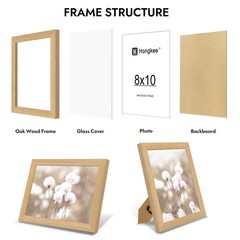 8×10 Oak Wood Picture Frame, Display 8 x 10 Photo with Tempered Glass Cover, …