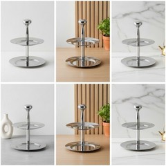 Fruit Tray with Central Pillar Modern Double-Level Serving Tray Long-Lasting