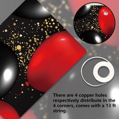 Happy 100th Birthday Red and Black Banner Backdrop Decorations Balloons Theme…