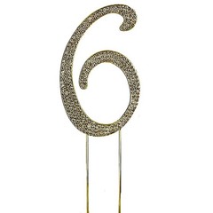 4.5″ GOLD Number 6 Rhinestone Cake Topper Wedding Cupcake Dessert Dessert Events