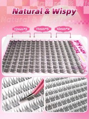 151 Pcs D Curl Natural Wispy Individual Lash Clusters For Daily Use