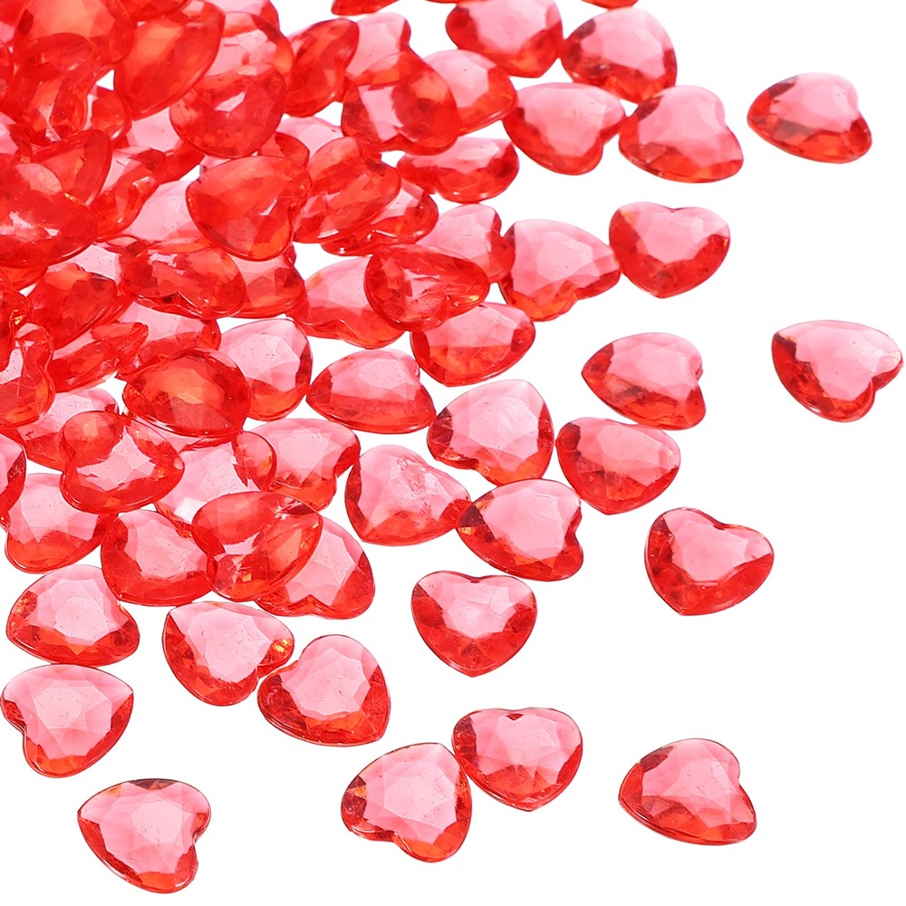 250Pcs Acrylic Heart Gems Heart Shaped Bauble Vase Fillers Ornaments Red