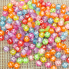 600 Pieces 6Mm DIY Clear Colorful Acrylic Alphabet Letter Column Shape Beads for