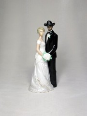 Western cowboy Groom with beard Bride 4.5″ Wedding caketops topper Top OSD 1001