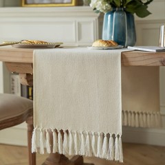 ZeeMart Cream Table Runners 60 Inches Long, Burlap Linen Style Rustic Farmhou…