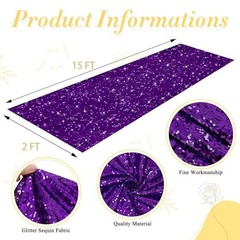 Purple Carpet Runner for Party Wedding Aisle Runners 2x15FT Sequin Aisle