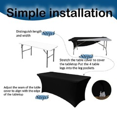 Black Spandex Table Covers for 6 Foot Tables – 6 FT Universal Rectangular Fit…