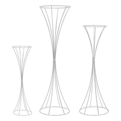 3pcs Modern Flower Stands Hourglass Shape Flower Stand Iron For Party Silver New