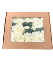 25-50 Pcs Foam Artificial Rose Flower Heads W/Stem Wedding Bride Bouquet Decors