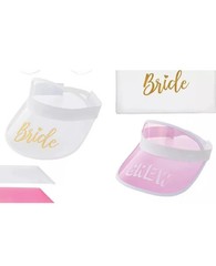 16 Pc Bachelorette Party 4 people Kit glasses sashes visors pouches white pink
