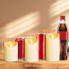 Led Flameless Candles Outdoor Indoor Battery Operated Flickering Ivory-3 Pack