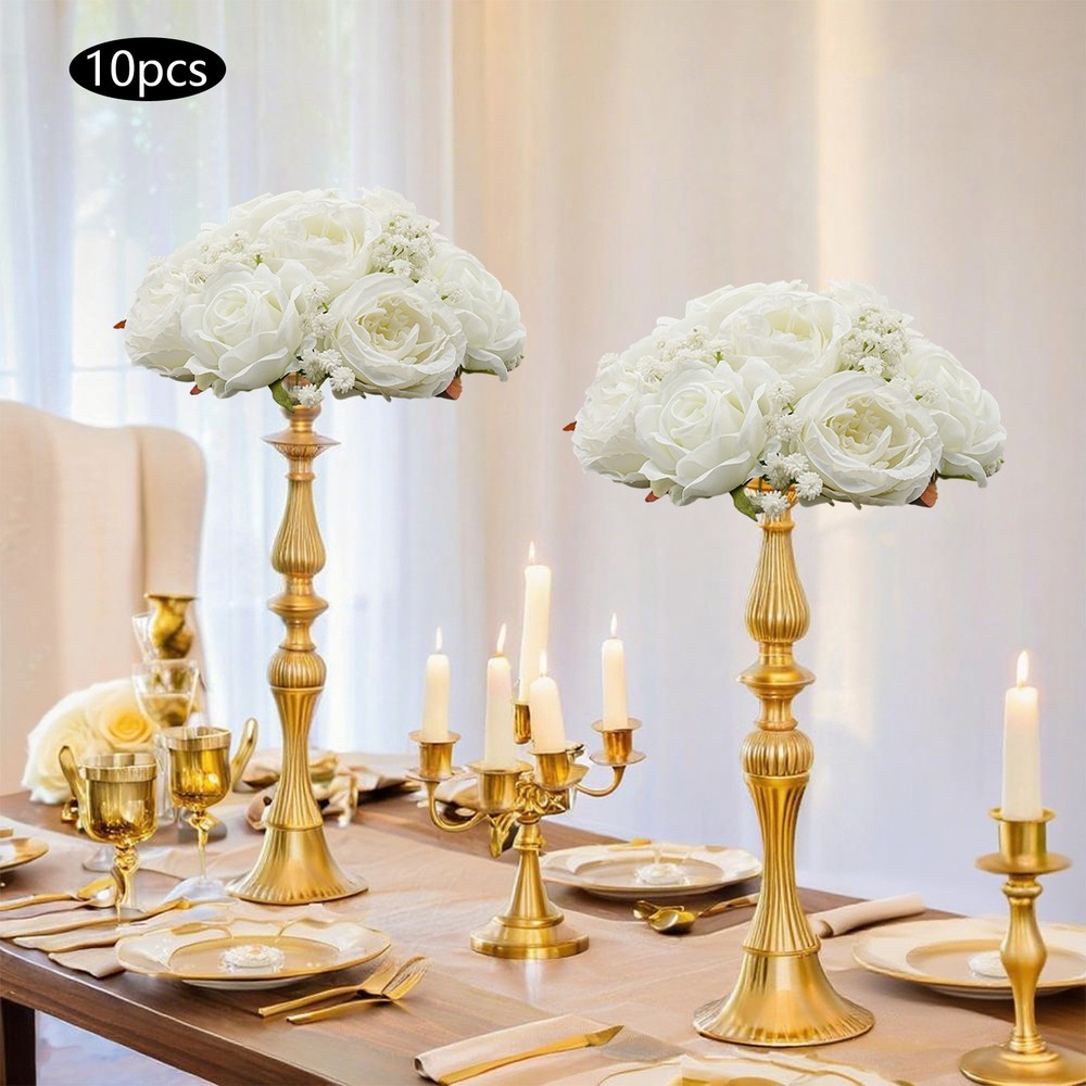 White Green Artificial Floral Balls Half Moon Flower Ball Wedding Table Decor