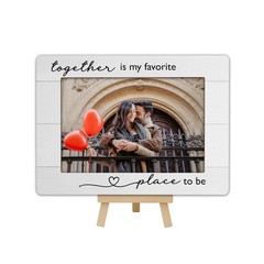 4×6 Couple Picture Frame, Valentine Wedding Gifts Wooden Photo Frame with Eas…