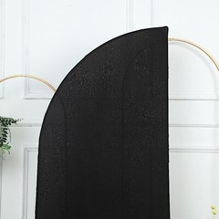 6 ft x 3 ft Matte BLACK Fitted Spandex Half Moon Backdrop STAND COVER Party