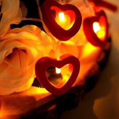 5 ft Red Wooden Heart LED Fairy Lights Garland Party Event Decorations Supplies