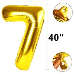 40 Inch Balloon First Birthday Jumbo Mylar Foil Helium Balloon Number 7 Gold