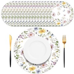 50PCS Floral Paper Placemats – Disposable Table Mats – Pastel Daisy & Butterfly
