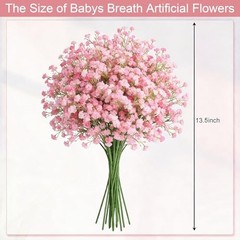 Babys Breath Artificial Flowers – Real Touch Fake Gypsophila for 120 PCS Pink