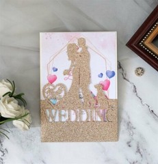 50/100PCS Wedding Invitations Card Laser HollowCut Glitter Carve Romantic Lovers